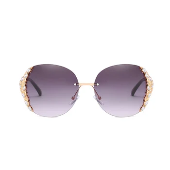 OEC CPO bez rāmja Saulesbrilles Sieviešu Luksusa Rhinestone Lielajam Saulesbrilles Vintage toņos sievietēm Slīpums modes Briļļu O128
