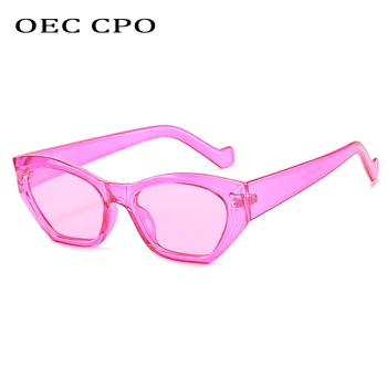OEC CPO Vintage Nelielu Kvadrātveida Saulesbrilles Sievietēm Jaunā Modes Gaiši Zaļš Retro Saules Brilles Sieviešu Kaķu acu Brilles UV400 Oculos