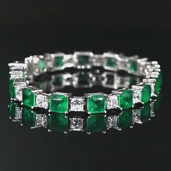 OEVAS 925 Sterling Laukumā Sintētisko Emerald Augsta Oglekļa Dimanta Kāzu Aproce Dzirkstošo Kāzu Puse, Smalkas Rotaslietas, Dāvanas