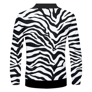 OGKB Žaketes Hombre Jauns ar garām Piedurknēm ar Kapuci Leopard 3D Outwear Drukāt Zebra Stripes Hip Hop Lielo Izmēru Apģērbu Hombre Rudens Mētelis