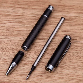 Oglekļa Šķiedras Dizains Metāla pildspalva Montbao black Rollerball pildspalvu rakstīšanai + Papildus 1 bezmaksas uzpilde