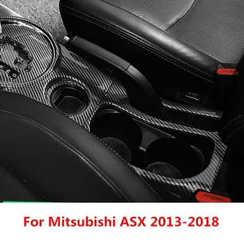 Oglekļa Šķiedras Iespiests Automašīnas Rokas bremzi Dzērienu Turētājs Panelī Uzlīme Vāciņš Melns uz Mitsubishi ASX 2013 2016 2017 2018
