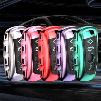 Oglekļa šķiedras raksts all-inclusive TPU auto taustiņu gadījumā ar jauno BMW 1 3 4 5 6 7 series F10 F20 F30 smart 3 pogas keychain keyring