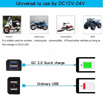 OHANEE Qc3.0 Usb Motociklu Lādētāju, Moto Aprīkojums, Dual Usb Ātrās Uzlādes 12v Barošanas Adapteri case iphone Samsung un Huawei