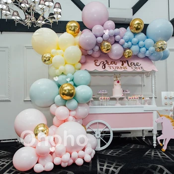 Ohoho Varavīksnes Macaron Pastelis Balonu Vainags Arku Komplekts Unicorn Bērniem Dzimšanas Dienas Ballīti Dekori Bērnu Dušas Laulības, Kāzu Balon Dekori