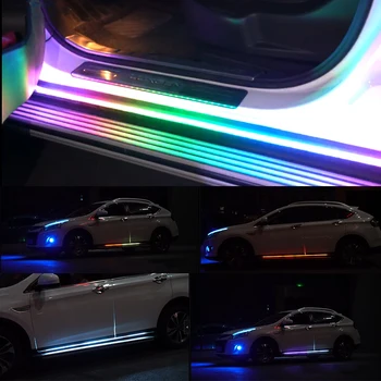 OKEEN Auto LED 12V Durvju Gaismas Universālā Elastīga Sloksne Ūdensizturīgs Vieglo Automašīnu Durvju Laipni Lampas Piederumi Tālvadības pults