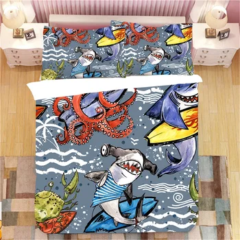 Okeāna dzīvnieku 3D Iespiesti 3pcs Gultas Komplekts Sega sedz Bed Cover Set gultas Pārklāji Mājas Tekstila Gultasveļa