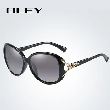 OLEY Retro Saulesbrilles sieviešu Polarizētās Luksusa zīmola dizaineru lielo rāmi Fox briļļu dimanta Oculos de sol femininos