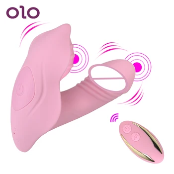 OLO 9 Režīmi Klitora Stimulators Valkājamas Tauriņš Vibrators Butt Plug Seksa Rotaļlietas Sievietēm, Pieaugušajiem Dildo Anālais Maksts