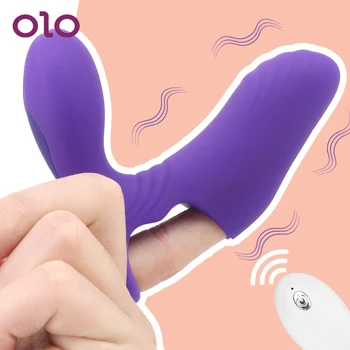 OLO Pirkstu Uzmava Vibrators G-spot Klitora Stimulators Dubulta Vibrācijas Pirkstu Vibrators Maksts Stimulācijas Seksa Rotaļlietas Sievietēm