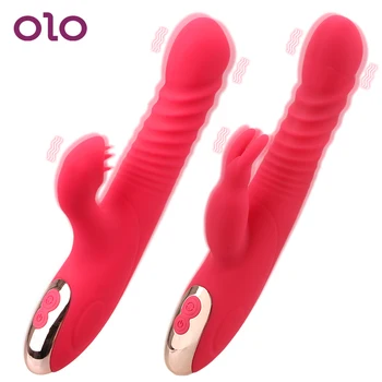 OLO Teleskopiskie Trušu Vibrators Apkures Mēles Laiza Dildo Vibrators G-spot Masāža Klitora Stimulators Seksa Rotaļlietas Sievietēm