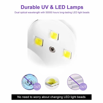 Olu Formas 3W UV LED Lampas, Nagu Vienu Pirksta Lampas Nail Gel Polish Žāvētājs Žāvēšanas Mašīna Viedo Sensoru 45s / 60s USB Savienotājs