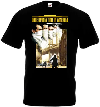Once Upon A Time In America v3 T-krekls melns filmas plakāts, visi izmēri S-3XL Īsām Piedurknēm Kokvilnas Modes T Krekls Bezmaksas Piegāde
