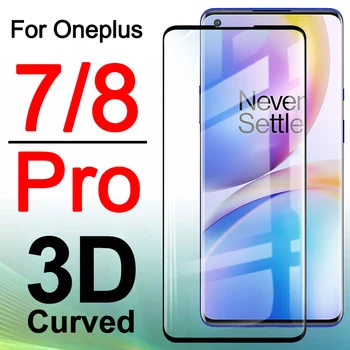 Oneplus8 pro aizsardzības stiklu oneplus 8 7 8pro 7pro ekrāna aizsargs, viens plus 1plus oneplus8pro rūdīta stikla 3D filmu izliektās