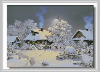 Oneroom Ziemas ciems Izšuvumi Sniega dienas Dekorācijas Rokdarbi, Amatniecība, 14CT Apdrukājamā Cross Stitch Komplektu Mākslas DMC DIY Kvalitāti