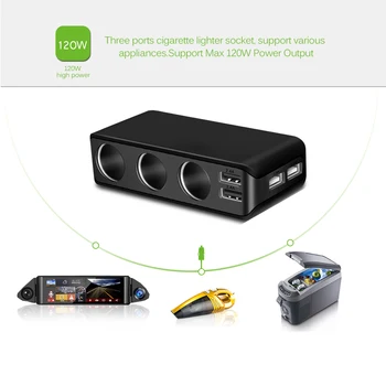 Onever 4 USB Ports 3 Veidu Auto piepīpētāja Ligzdas Sadalītājs Lādētāju 120W Jauda 6.8 USB Automašīnas Lādētājs Atbalsta Display Volmeter