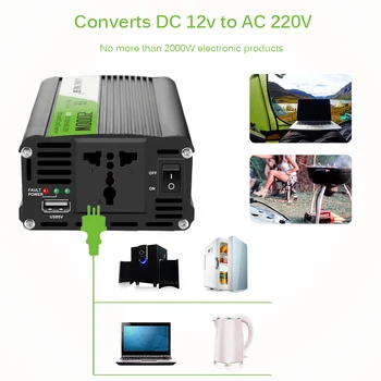 Onever Inverter 12v 220v 2000W Strāvas Pārveidotājs DC to AC 12V Uz 220V Automašīnas Sprieguma Pārveidotājs ar USB Auto Lādētājs iPhone 6 7 8