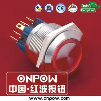 ONPOW 25mm metāla 2NO2NC fiksēšanas izgaismotas spiedpogas slēdzi GQ25-22ZE/R/12V/S