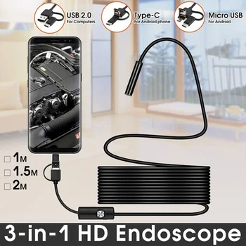 Optisko Kameru 2m 1m Elastīgu Čūska Endoskopu Kameras Optisko 5.5 mm 7mm Objektīvs MircroUSB C TIPA par Android PC, MAC