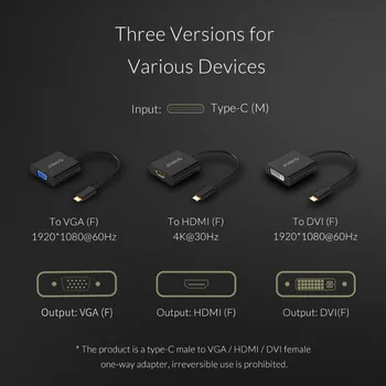 ORICO C Tipa VGA DVI Adapteri Sieviešu un Vīriešu Converter 4K 30Hz 1080P 60Hz par MacBook Samsung Galaxy S10 TV Projektoru