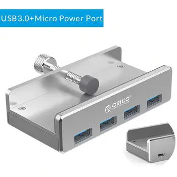 ORICO MH4PU-P USB 3.0 Hub Metāla Šasijas Atpakaļ Klipu USB3.0 4 Porti Sadalītāja Tipa A Tipa Adapteris, paredzēts par Piezīmju Datoru