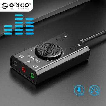 ORICO SC2 Ārējo USB Skaņas Karti, kas 3 Porti Stereo Mikrofons Skaļrunis Austiņu Adapteri Izslēgšanas Slēdzis, Skaļuma Regulēšana Bez Diska