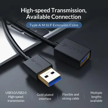 ORICO Veida USB pagarinātāja Vads USB3.0 Sieviešu un Vīriešu Paplašinātāju Vadu Datu Sinhronizācijas Ātra Kabeļu Pagarināts Klēpjdatoru Smart TV