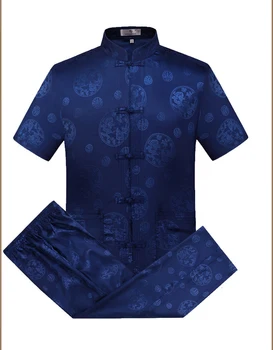 Oriental_element Ķīniešu Stila Vīriešu Īsām Piedurknēm Pūķis Kung-Fu Kostīmi, Komplekti Krekls+Bikses S M L XL XXL 3XL 0627