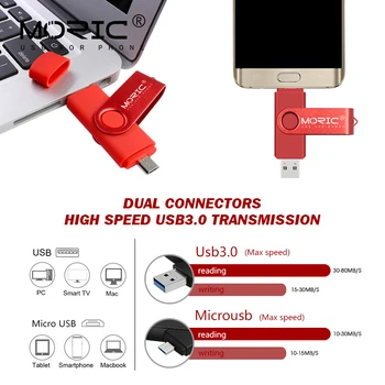 Oriģinālais USB 3.0 OTG Pendrive 256 GB Usb flash Drive 64GB, 128GB 32GB Pen Drive 16GB Atmiņas karti un U diska, Usb Diskus par brīvu kuģis