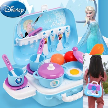 Oriģināls Disney Patiesu Saldēti Mugursoma Virtuves Simulācijas Virtuves Komplekts Girls Pavārmāksla Rotaļlietas