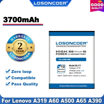 Oriģināls LOSONCOER 3700mAh BL171 Mobilā Tālruņa Akumulatoru, Lenovo a319 A356 A368 A370e A376 A60 A65 A500 A390 A390T Tālruni