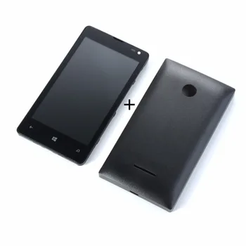 Oriģināls Nokia 435 532 N435 N532 LCD Displejs, Touch Screen Digitizer(lcd+touch screen+rāmis+akumulatora vāciņu atpakaļ)