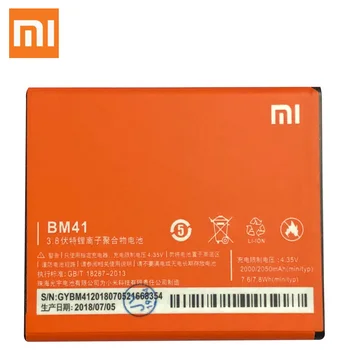 Oriģināls Xiaomi BM41 Akumulatora bm41 Par Xiaomi Redmi 1S Hongmi Sarkano Rīsu 1S Rezerves Baterijas BM 41 Augstas Ietilpības 2050mAh