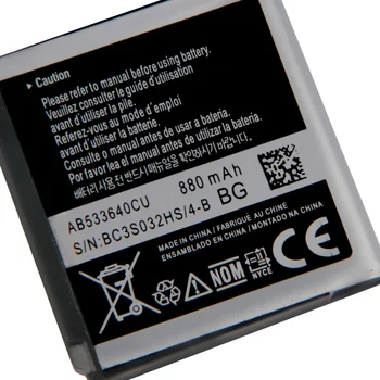 Oriģinālā Rezerves Tālruņa Akumulatora AB533640CU/CC/CK/CE Samsung S6888 S3710 S3600C GT-S3600i S3930C S5520 S569 Akumulatora 880mAh