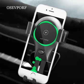 OSEVPORF Qi Bezvadu Lādētāju, Auto Telefona Turētājs Universāls iPhone 11 Pro MAX Samsung S20 Automašīnas Lādētājs Gaisa Vent Mount Tālrunis Stāvēt