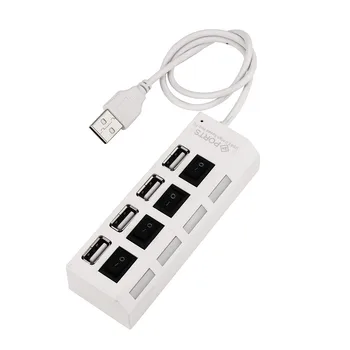 Ouhaobin 4 Port USB 2.0 Hub On/Off Slēdži Maksas, Sienas Lādētāju Strāvas Adapteri PC Klēpjdatoru tālruni