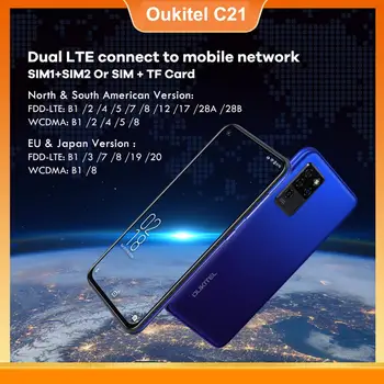 OUKITEL C21 4+64GB 4G Tālrunis Celular Viedtālrunis Helio P60 Quad Kamera 20MP Selfie 6.4