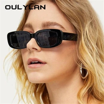 Oulylan Mazs Taisnstūris Saulesbrilles Sievietēm, Vīriešiem Vintage Zīmolu Dizainera Kvadrātveida Saules Brilles Toņos Sieviešu UV400 Leopards, Sarkans Sunglass