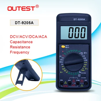 OUTEST Ciparu Multimetrs DT9205A LCD Displejs, Profesionālā Elektriskā Rokas Testeri Digitālie Ammeter Voltmetrs Multimetro