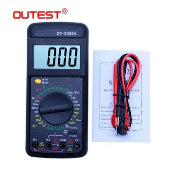 OUTEST DT-9205A Ciparu Multimetrs digitālo ammeter voltmetrs Frekvenču Tranzistors hFE Diode kondensators testeri multimetrs