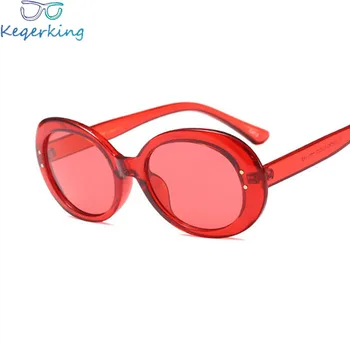 Ovālas formas Saulesbrilles Sieviešu Couture Vintage Red Modes Dekoru Vīriešiem, Sievietēm Karstā Tūrisma Braukšanas Saules Brilles Rhinestone Templis KS-91