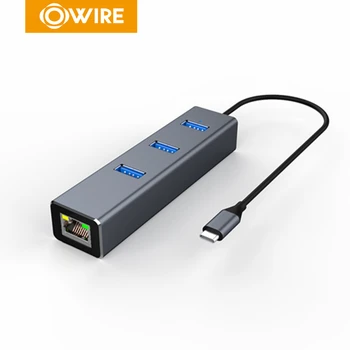 OWIRE Typce C HUB USB-C, Multi USB 3.0 RJ45 Tīkla Adapteris Doks MacBook Pro