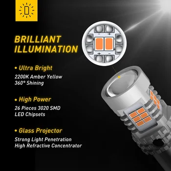 Oxilam T20 W21W Nav Kļūda BAU15S PY21W LED Canbus 7440 LED Spuldzes 1156 7506 P21W BA15S LED Lampas Pagrieziena Signāla Gaismu Nav Hyper Flash