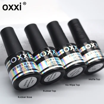 Oxxi 8ml Nail Art UV Gēla Laku Nagu Gumijas Bāzi un Top Coat Set Nagu Desgin Ilgstošu Led Manikīrs Gēla poļu 2019