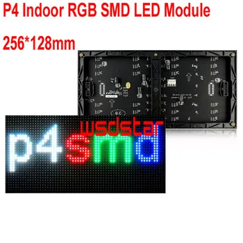 P4 Iekštelpu RGB SMD LED Modulis 256*128mm 64*32pixels par pilnu krāsu LED displejs, LED Ritināšanu ziņu zīme P4 SMD RGB LED displejs