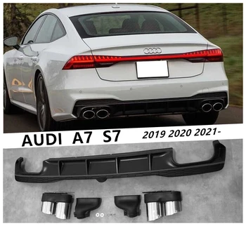 Pakaļējo Lūpu Spoilers & Exhause Audi A7 S7 2019 2020 2021 Augstas Kvalitātes PP Bufera Difuzoru Auto Modifikācijas Piederumi