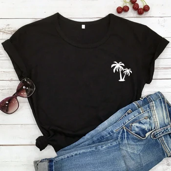Palmu Koku Kabatas Print T-krekls Gudrs Sieviešu Grafiskais Raksturs Tropu Tee Krekls Top Gadījuma Unisex Vasaras Vacay Pludmales Tērpiem Tshirt
