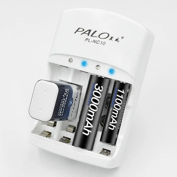 Palo oriģināls 4gab 1.2 V Ni-MH AA uzlādējamas baterijas+AA Bateriju Lādētājs AA/AAA 9v(6F22)Ni-MH uzlādējams akumulators
