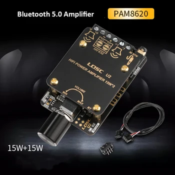 PAM8620 Bluetooth 5.0 Audio Pastiprinātāju Valdes stereo Kanāls liela Jauda 15W*2 amplificador Ar Lietu F8-010