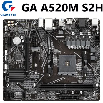 Pamatplates Gigabyte GA A520M S2H AMD A520 Ligzda AM4 DDR4 M. 2 USB3.2 STAT3.0 SSD 64GB Atbalsts R9 CPU Desktop Micro ATX Jaunas